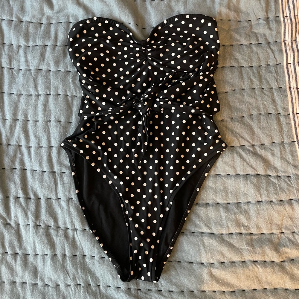 WeWoreWhat Black and White Polka Dot Swimwear
